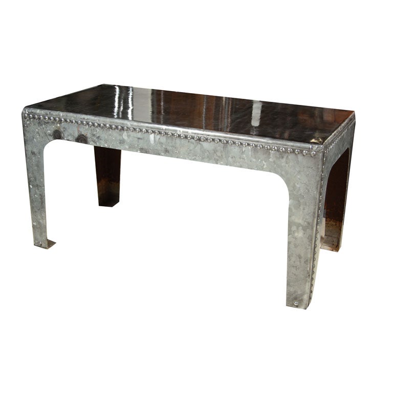 Industrial Water Tank "Coffee" Table galvanized metal rivets at 1stDibs